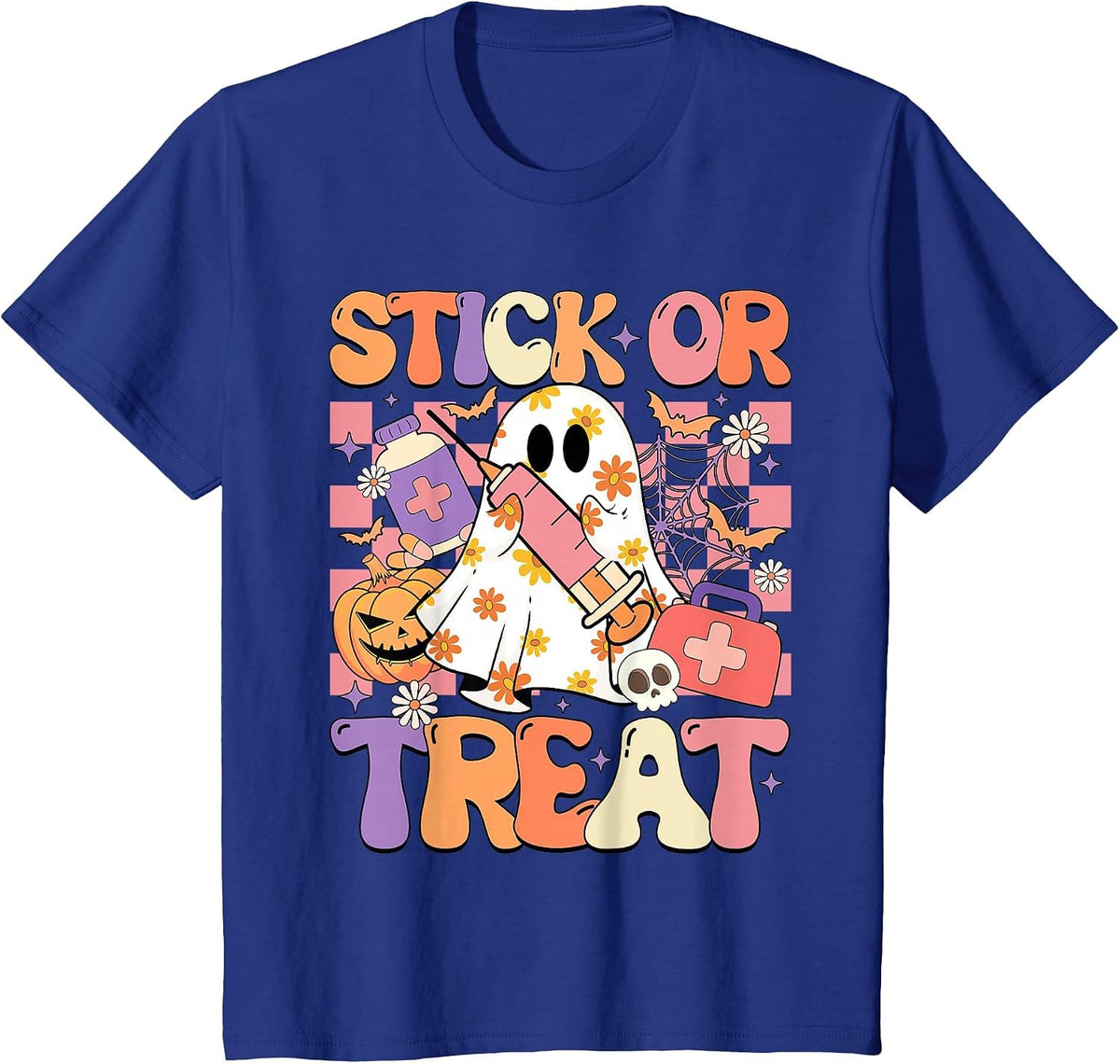 Stick Or Treat Phlebotomy Tech Syringe Trick Or Treat Day T-Shirt - Royal Blue