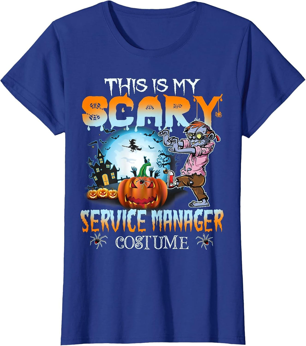 This is My Scary Service Manager Costume Pumpkin Halloween T-Shirt - Royal Blue