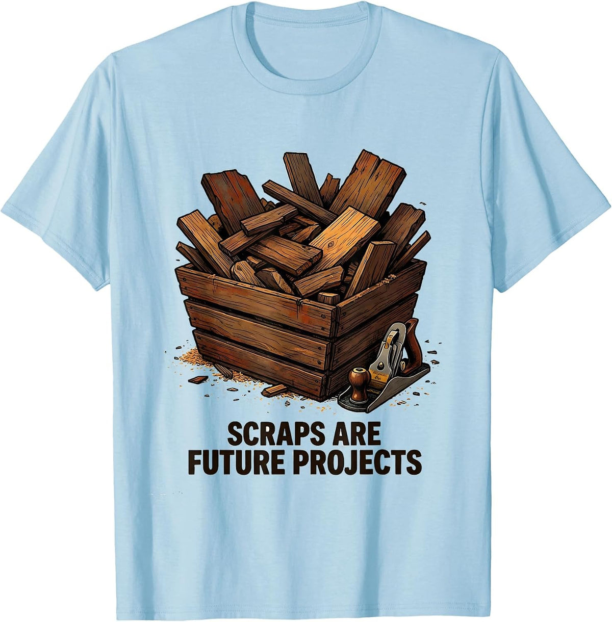 Men's Scraps Are Future Projects Distressed Woodworker Carpenter T-Shirt - Baby Blue