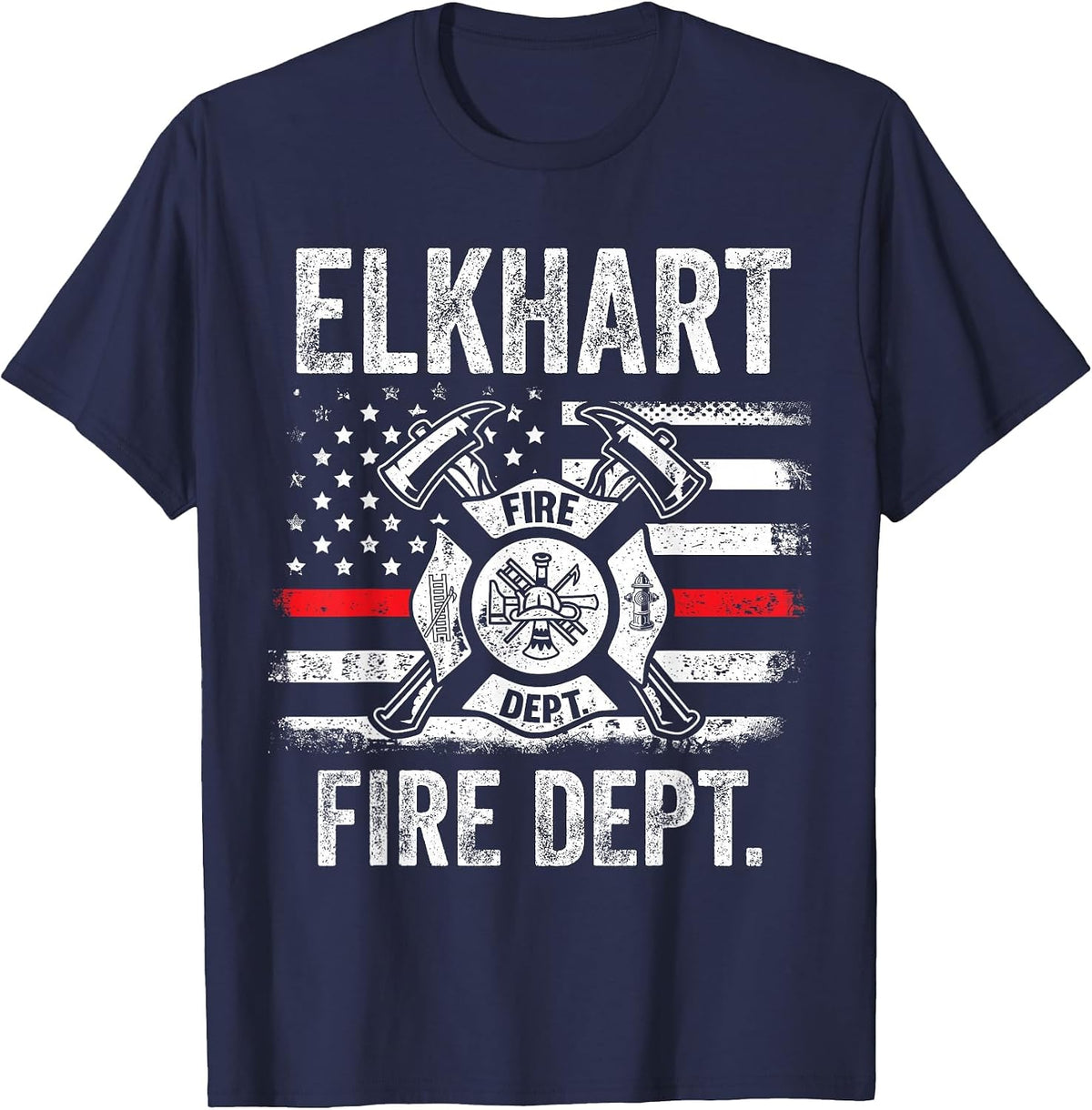 Elkhart Indiana Fire Brigade Indiana Fireman T-Shirt - Navy Blue