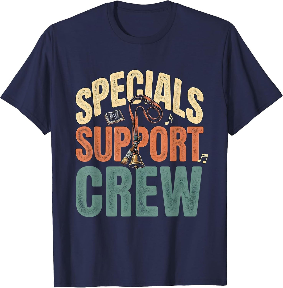 Specials Support Crew Bold Vintage Teacher Appreciation Crew T-Shirt - Navy Blue