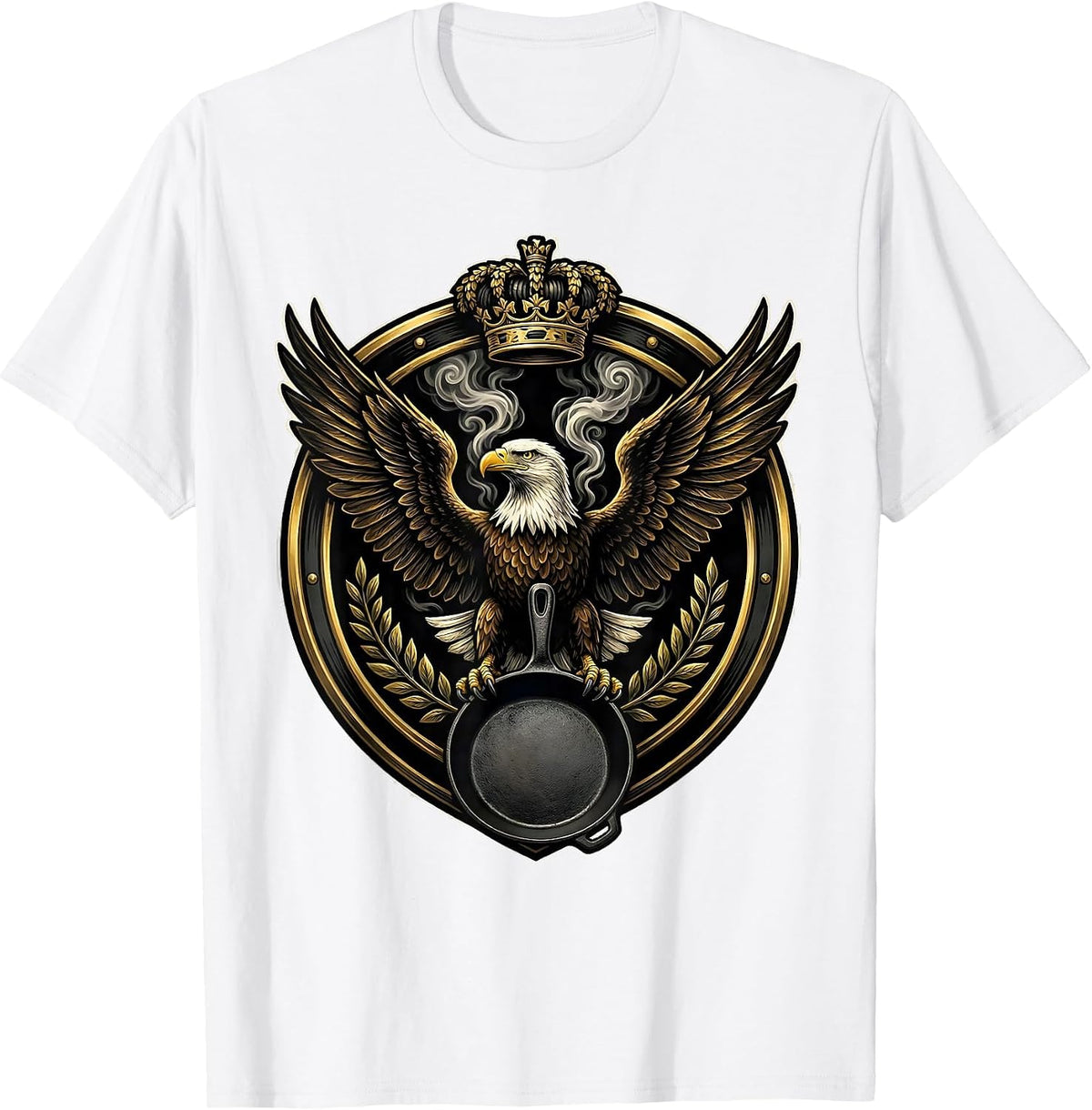 Men's Eagle and Cast Iron Skillet Chef Graphic T-Shirt - White