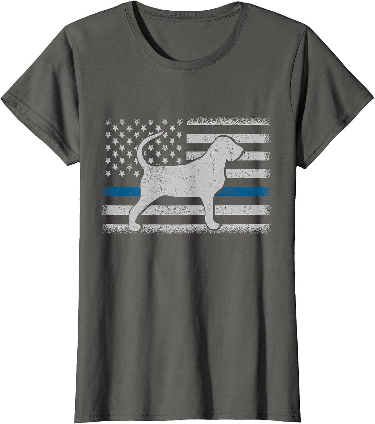 Bloodhound K 9 Police Thin Blue Line Flag Bloodhound T-Shirt - Asphalt Grey