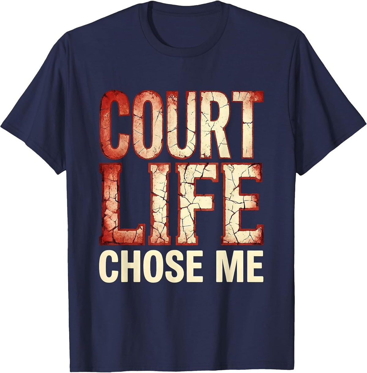 Court Life Chose Me Tennis Graphic Design T-Shirt - Navy Blue