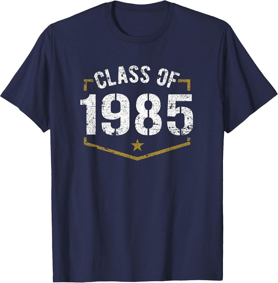 Class of 1985 School Reunion Graduation Vintage Style Design T-Shirt - Navy Blue