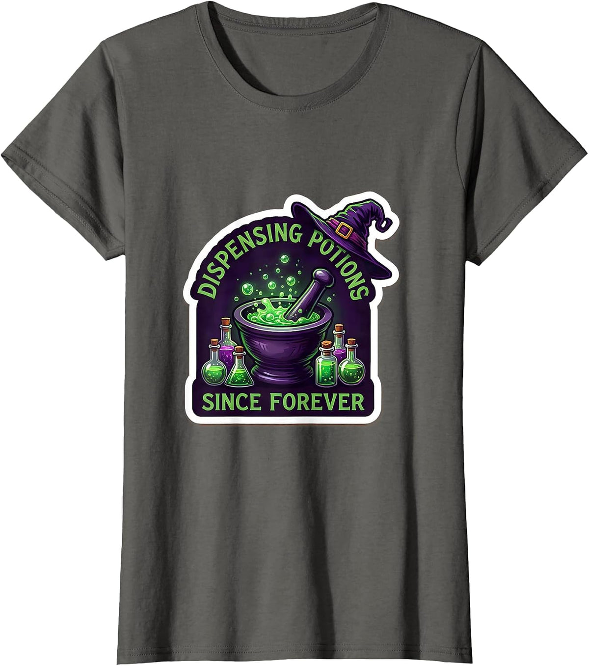 Women's Dispensing Potions Since Forever Pharmacist Halloween T-Shirt - Asphalt Grey