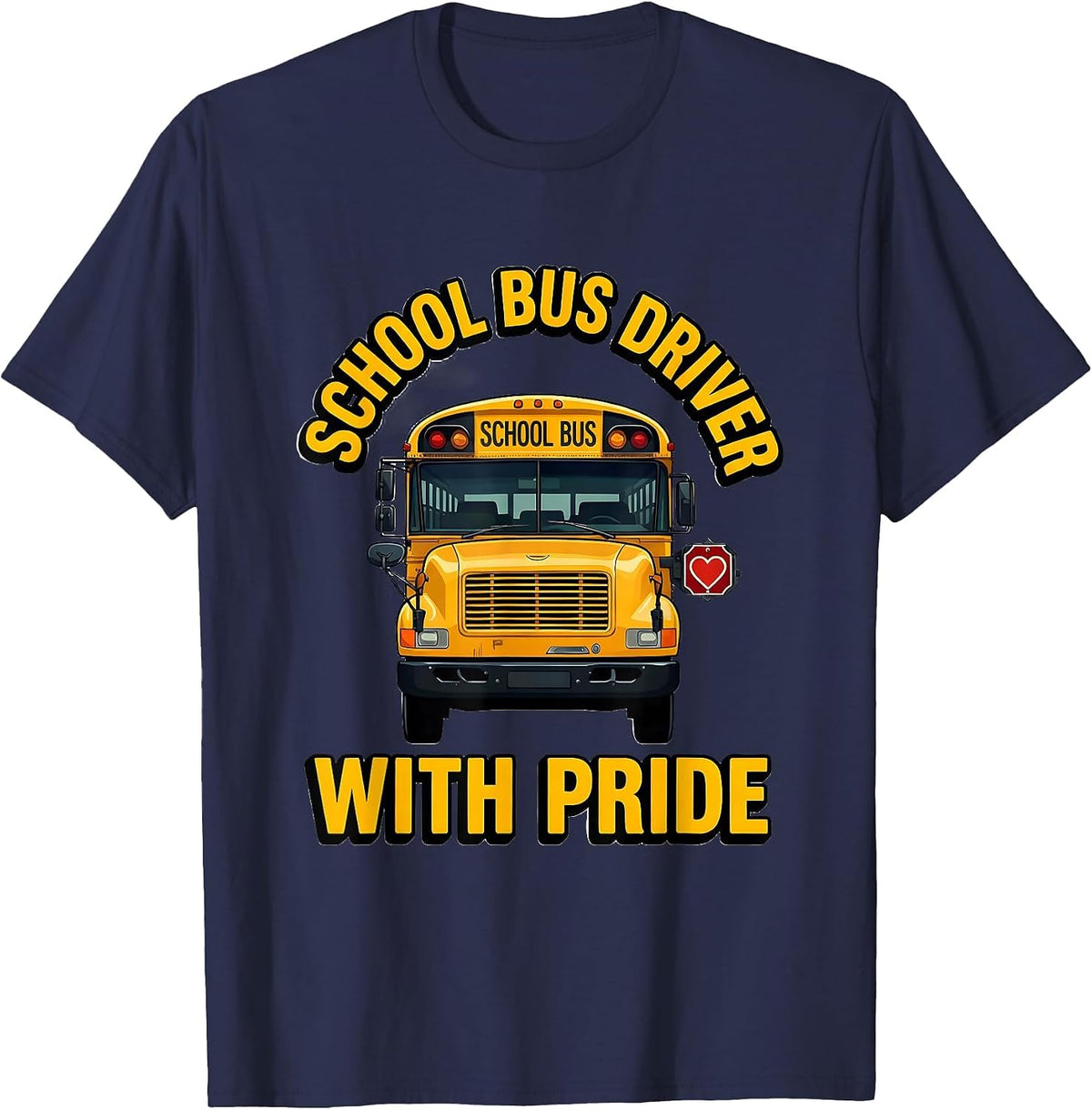 School Bus Driver With Pride Funny Transportation Staff Back T-Shirt - Navy Blue