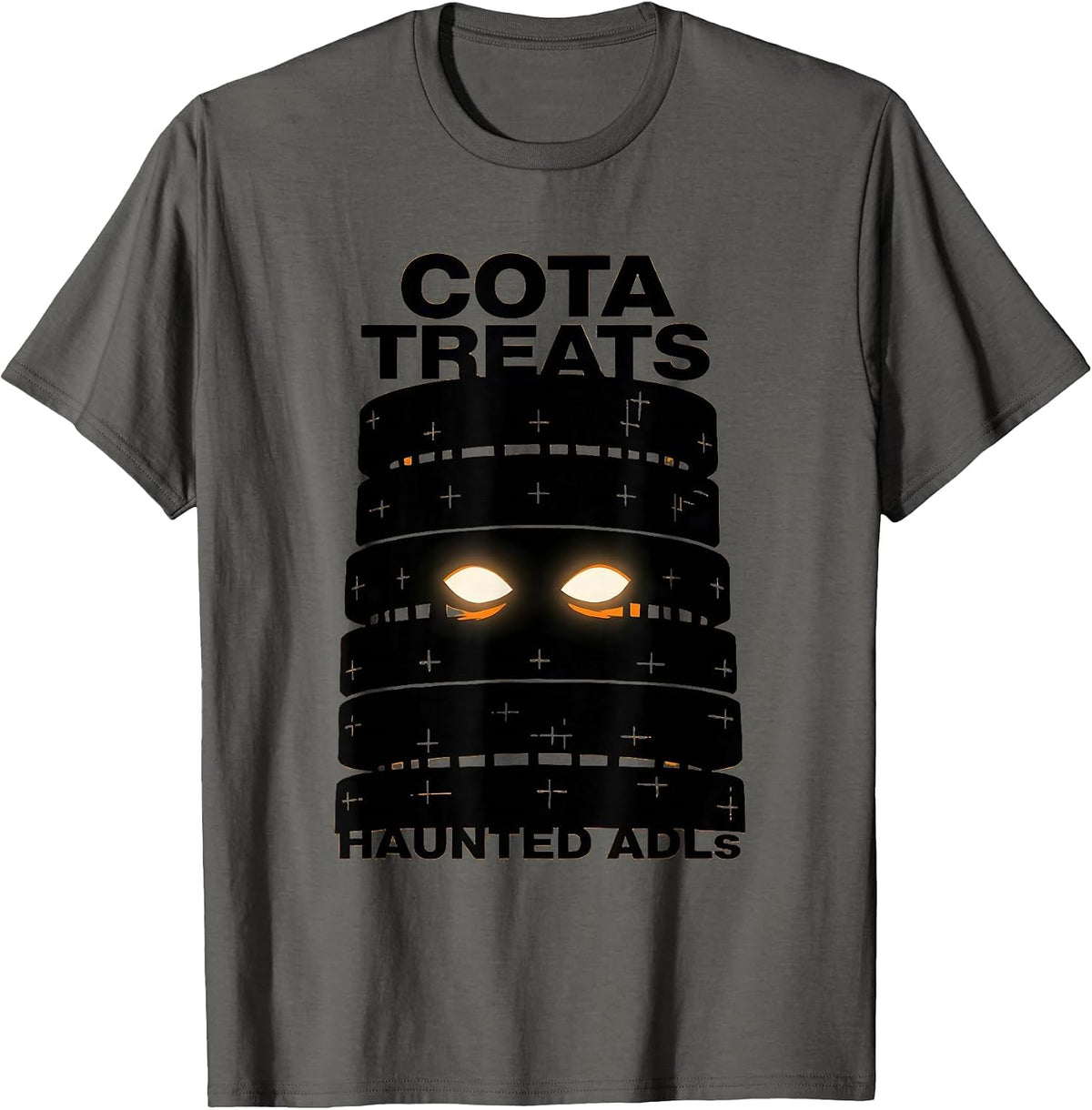 Men's COTA Treats Haunted ADLs Stencil Ghost Therapy Halloween T-Shirt - Asphalt Grey