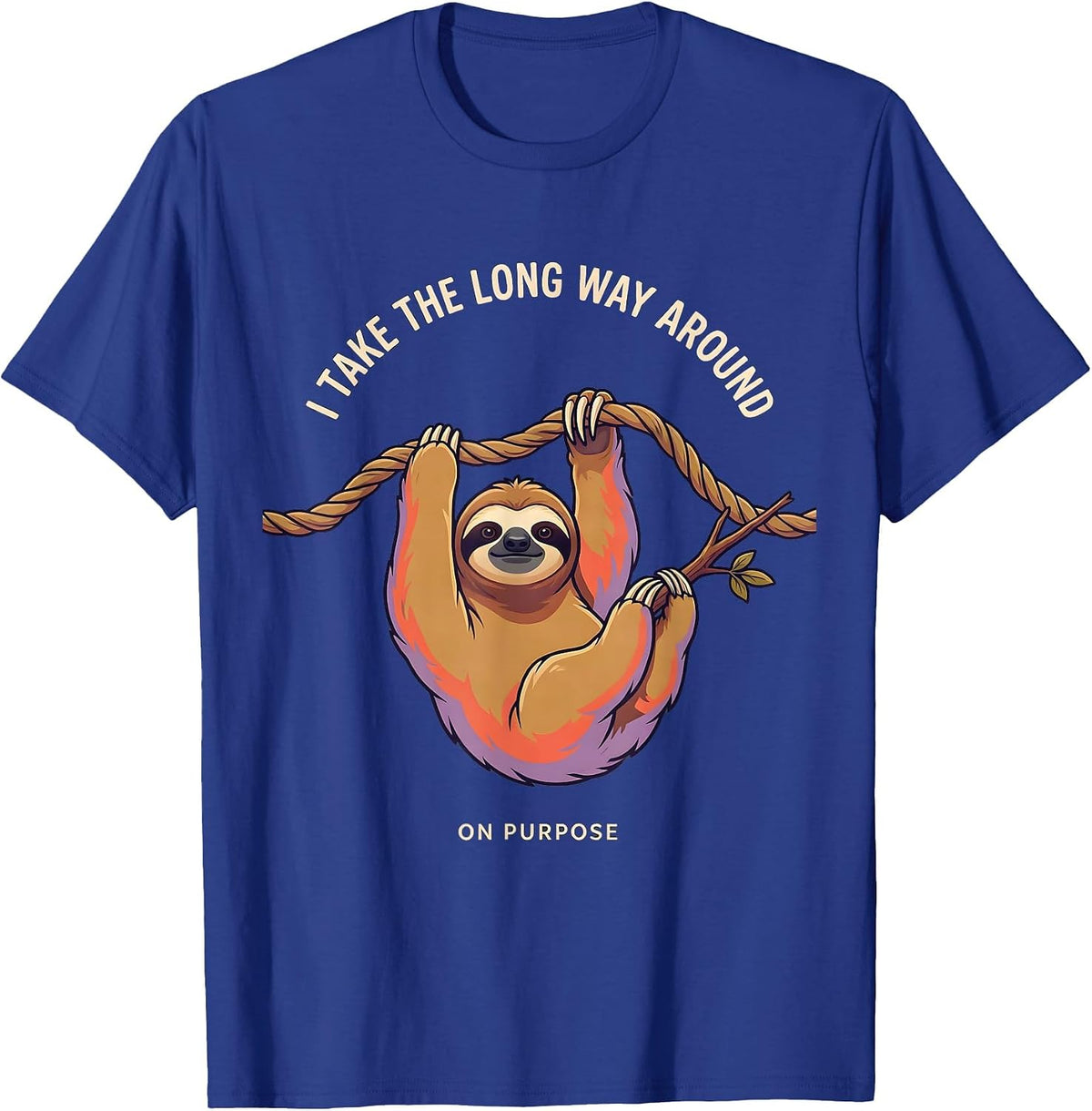 Men's I Take The Long Way Around On Purpose Funny Sloth Lover Gift T-Shirt - Royal Blue