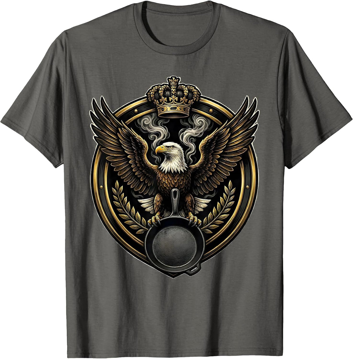 Men's Eagle and Cast Iron Skillet Chef Graphic T-Shirt - Asphalt Grey