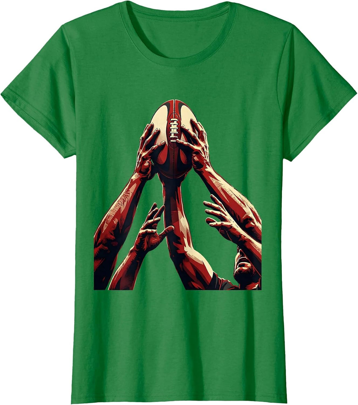 Women's Rugby Lineout Hands Reaching for Ball Graphic T-Shirt - Kelly Green