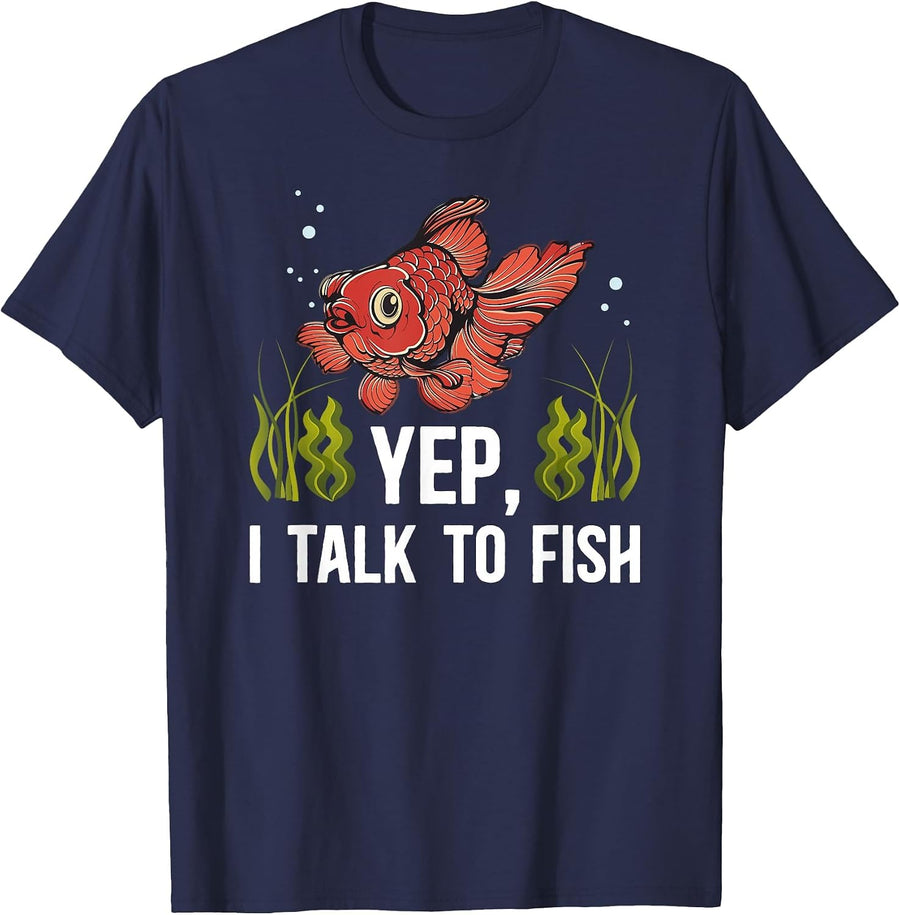 I Talk to Fish Aquarium Fish Tank Aquarist Aquarium Lover T-Shirt - Navy Blue