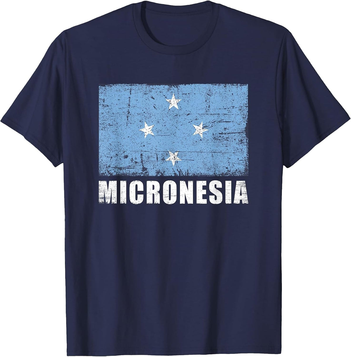 Micronesia Flag Design Grunge Country Flag Micronesia T-Shirt - Navy Blue