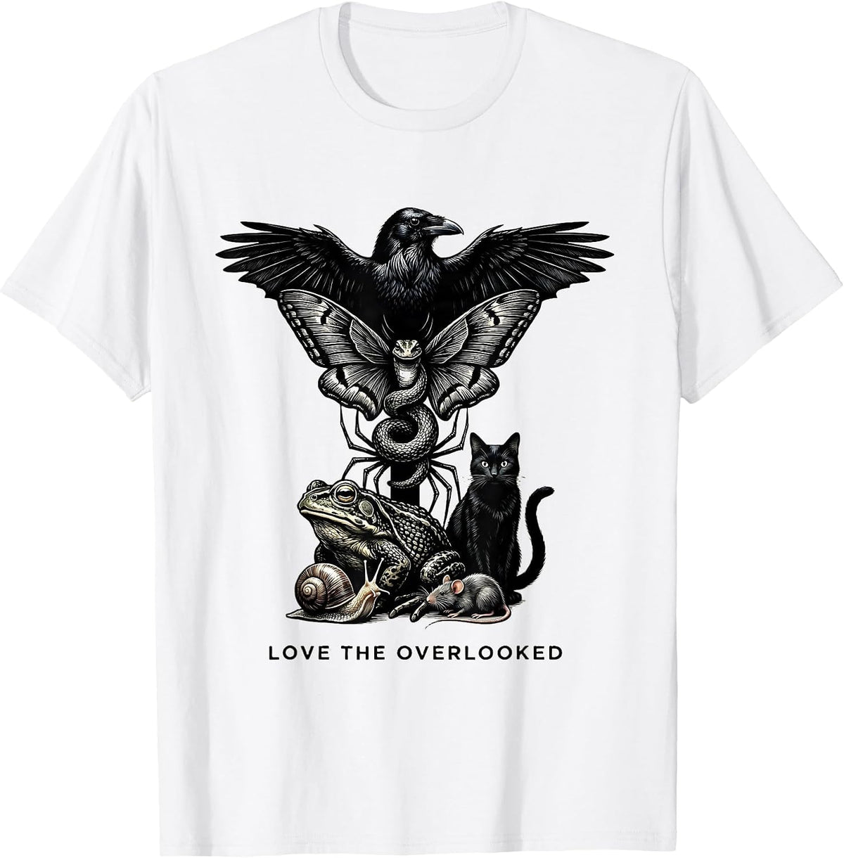Men's Love The Overlooked Scratchboard Misunderstood Creatures T-Shirt - White