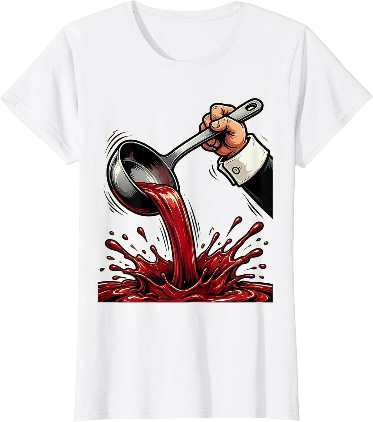 Women's Dramatic Sauce Pour Chef Graphic T-Shirt - White