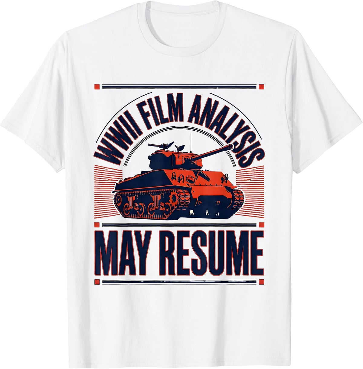 Men's WWII Film Analysis May Resume Retro World War Two History T-Shirt - White