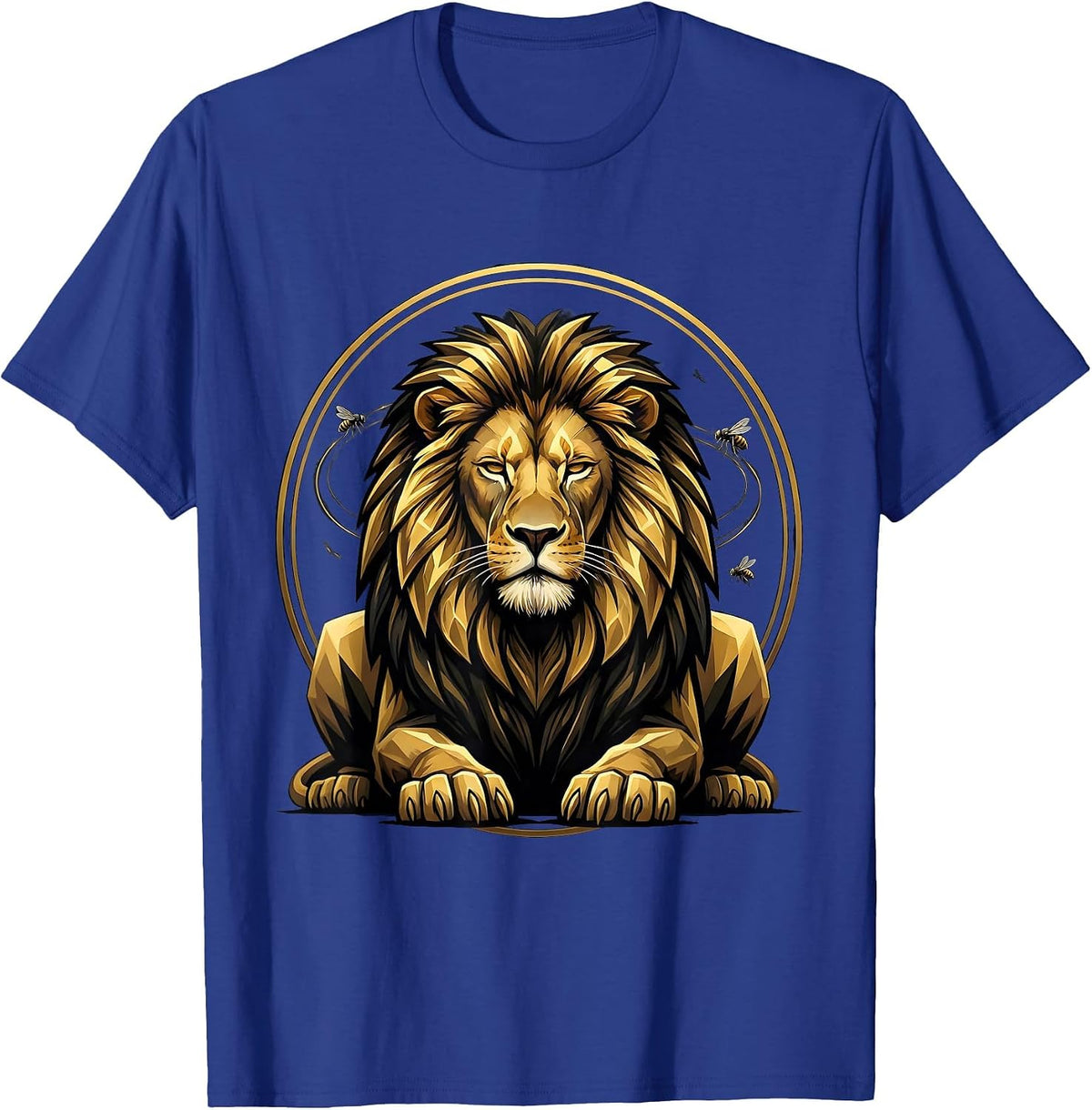 Men's Unbothered Sleeping Lion Ignoring Flies Graphic T-Shirt - Royal Blue