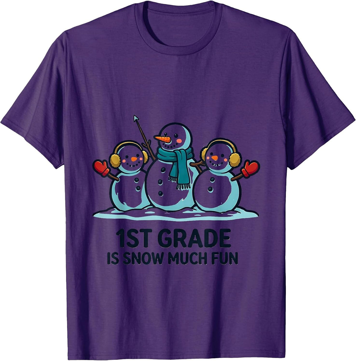 1st Grade Is Snow Much Fun Playful Teacher Christmas Pun T-Shirt - Purple