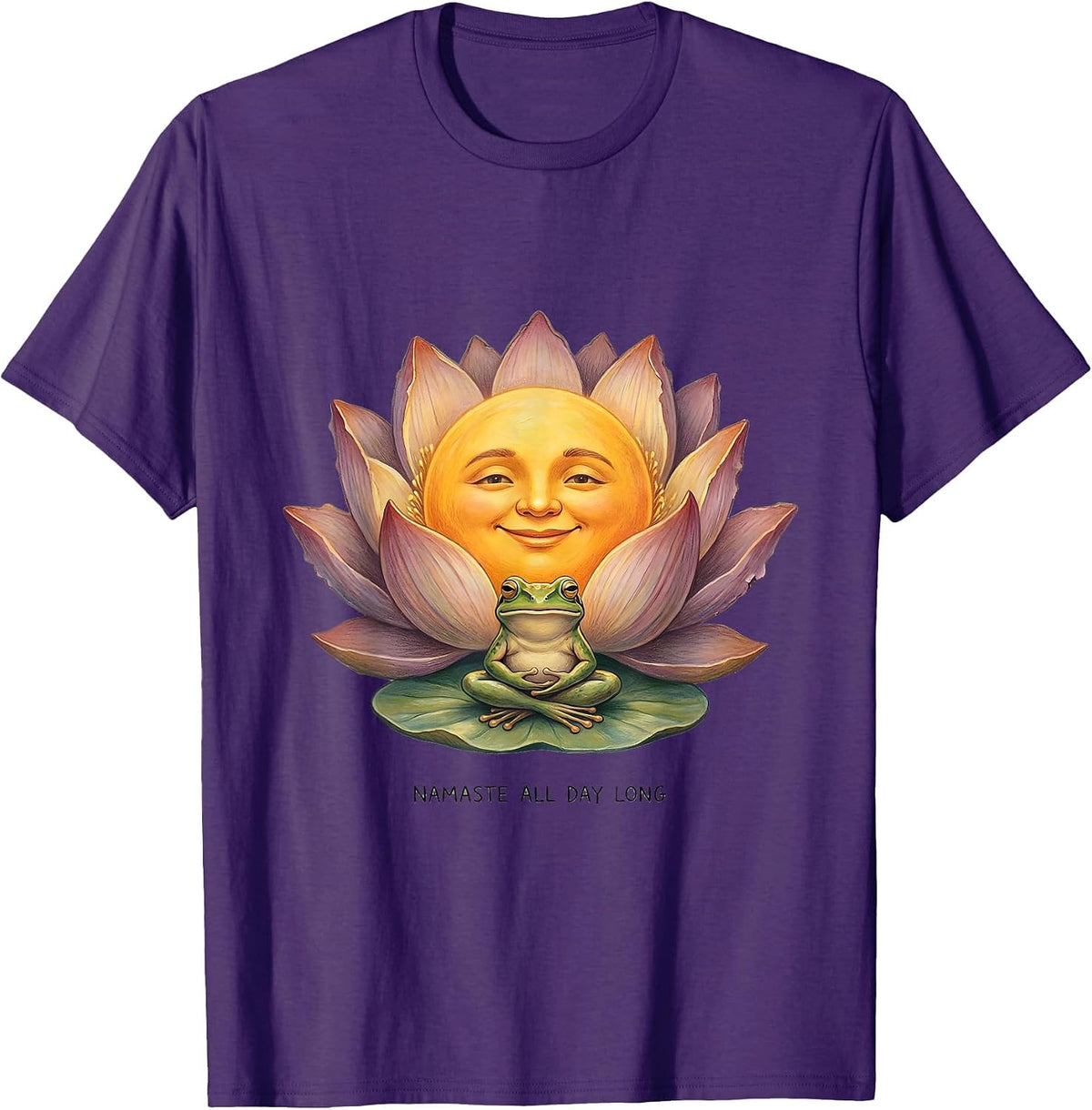 Men's Namaste All Day Long Hippie Spiritual Design T-Shirt - Purple