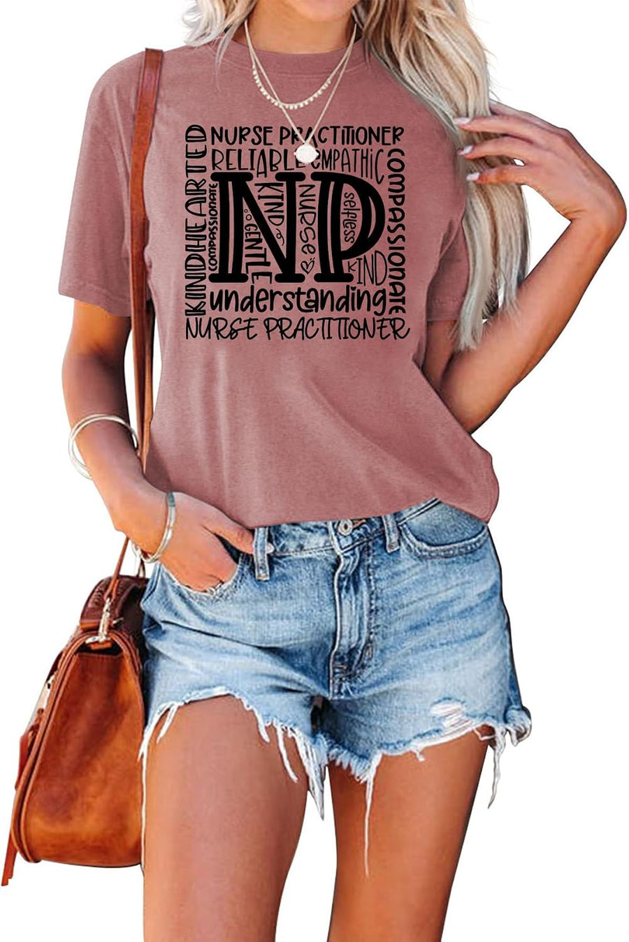 SAUIVD Nurse Practitioner T-Shirts for Women Funny Nursing Lifes Shirt Cute Nurse Gift Tee Short Sleeve Casual Tee Tops -