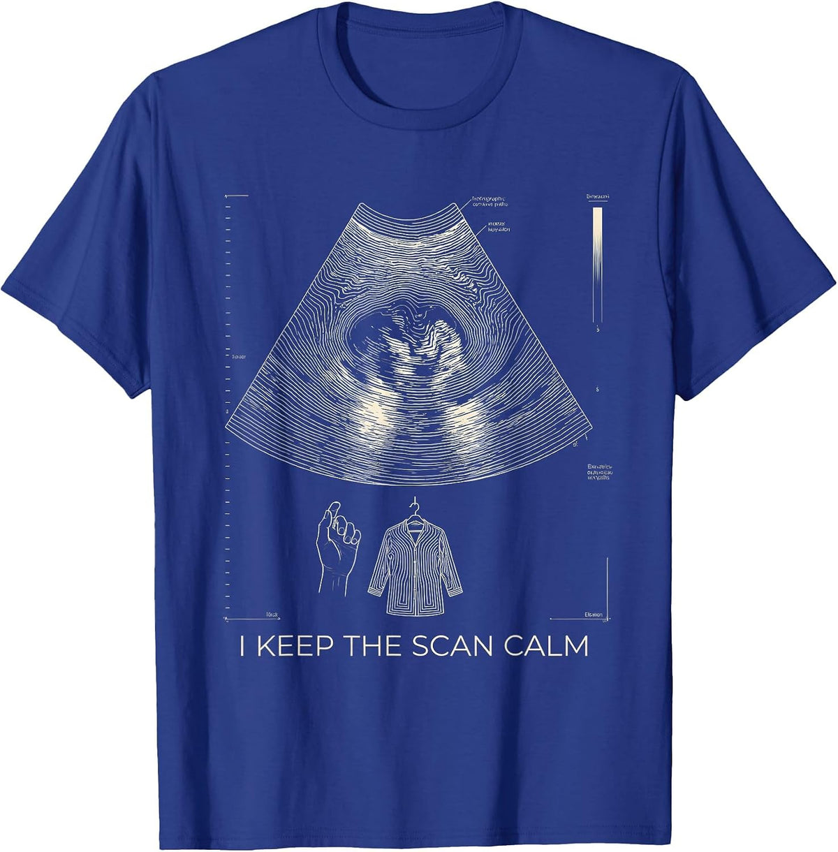 I Keep The Scan Calm Topographic Contour Mammography T-Shirt - Royal Blue