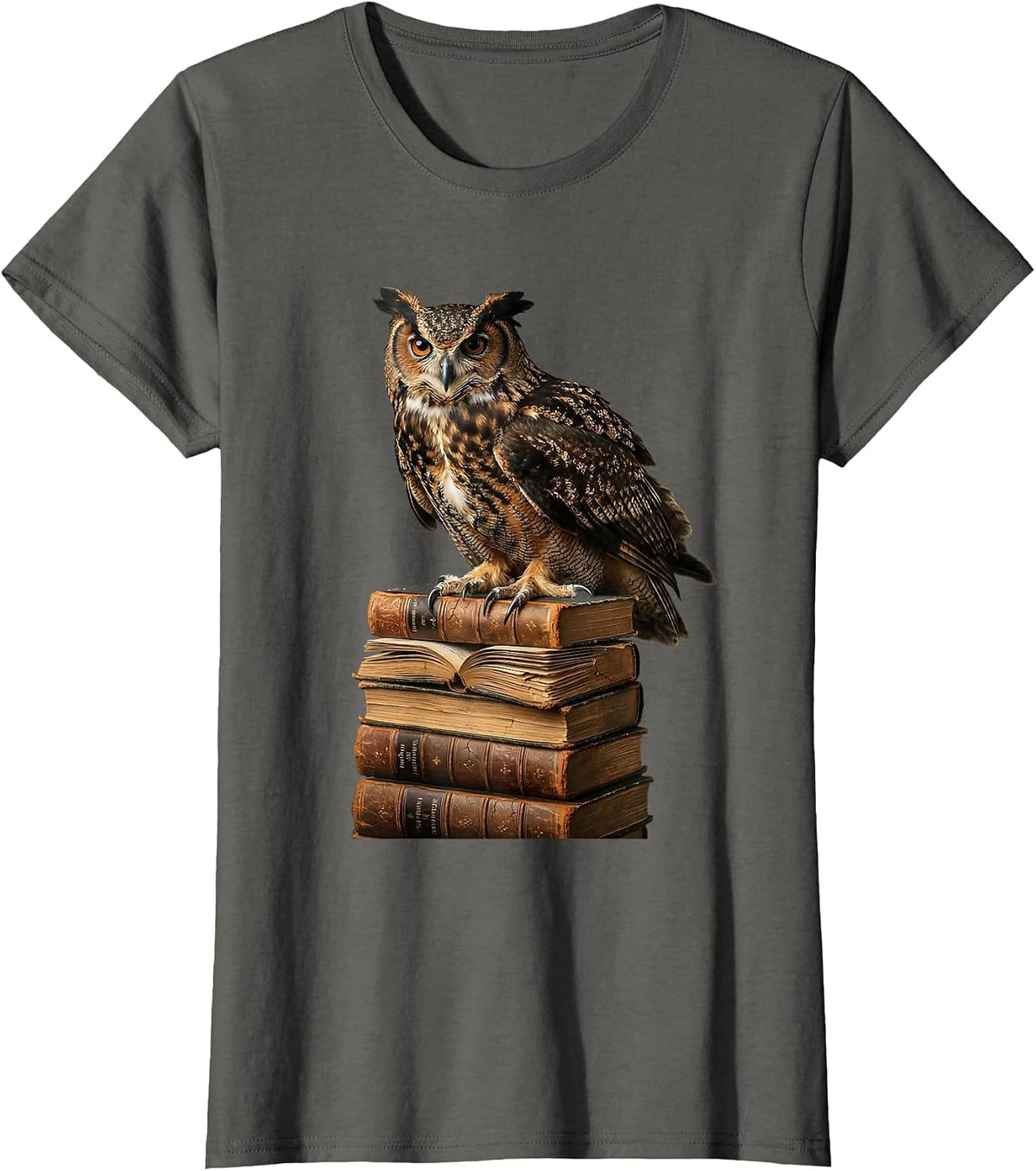 Women's Owl on Books Reading Is My Favorite Sport T-Shirt - Asphalt Grey