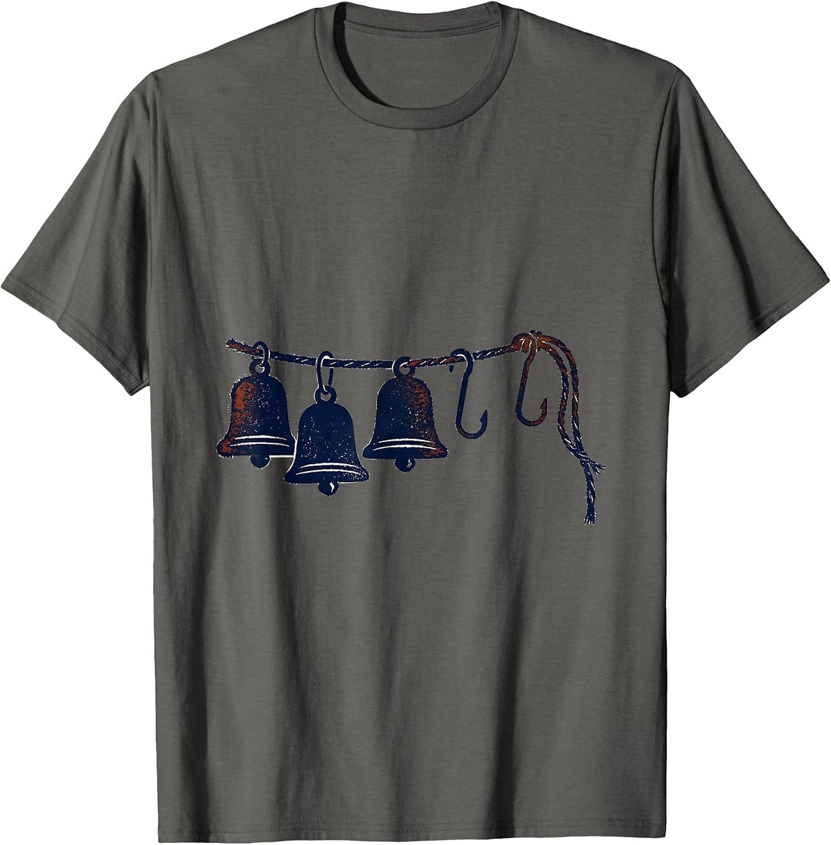 Men's Stamped Jingle Bell Rubber Stamp Humor Christmas T-Shirt - Asphalt Grey