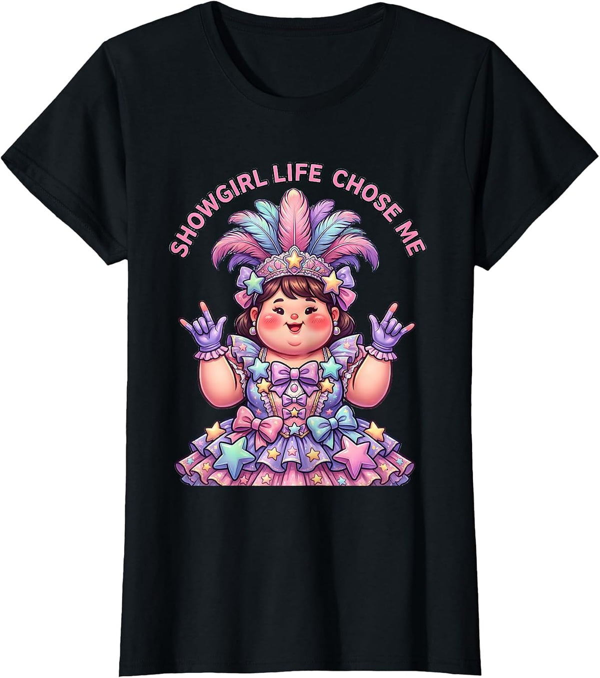 Showgirl Life Chose Me Glamorous Stage Design T-Shirt - Black