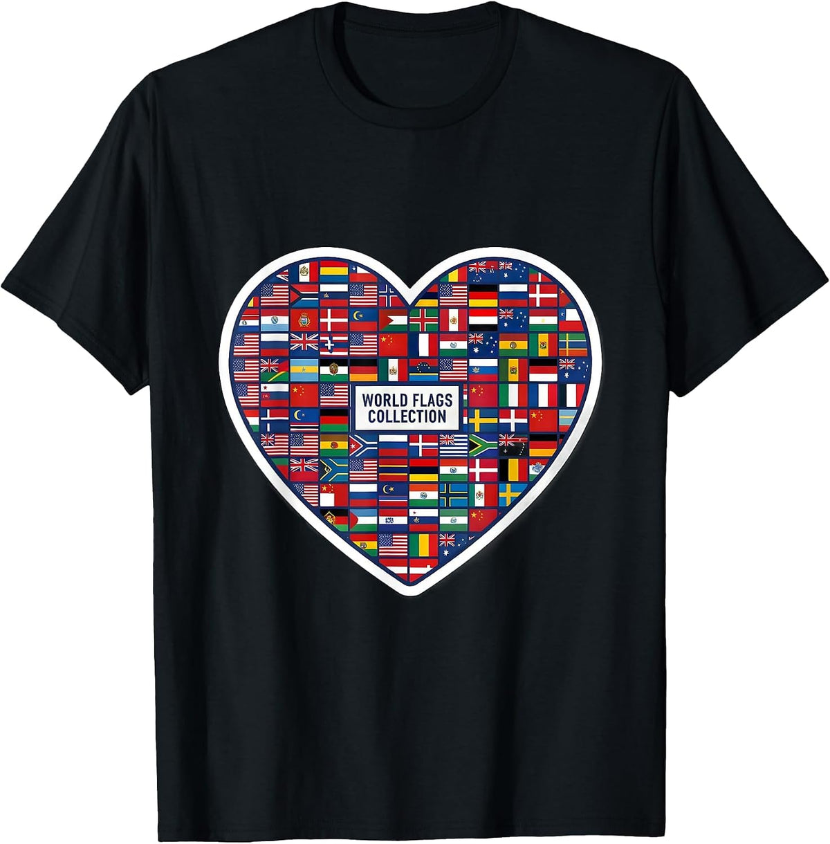 Men's World Flags Collection Geography Lover Travel Enthusiast T-Shirt - Black