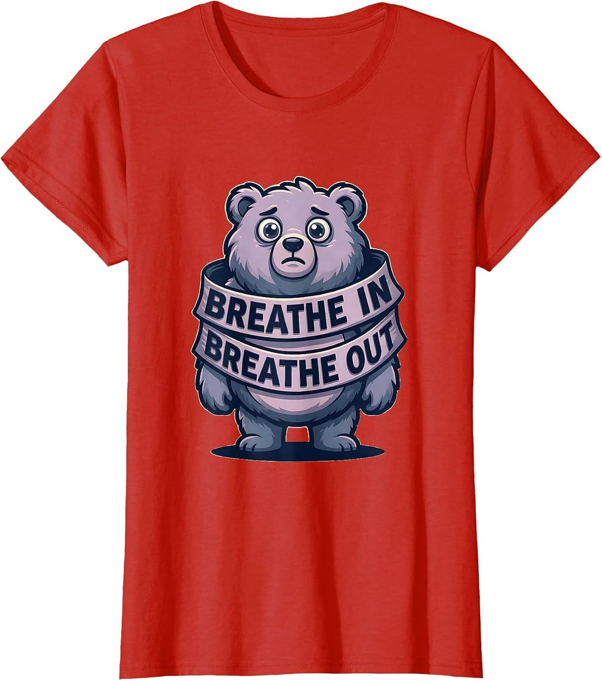 Breathe In Breathe Out Anxiety Awareness Design T-Shirt - Red