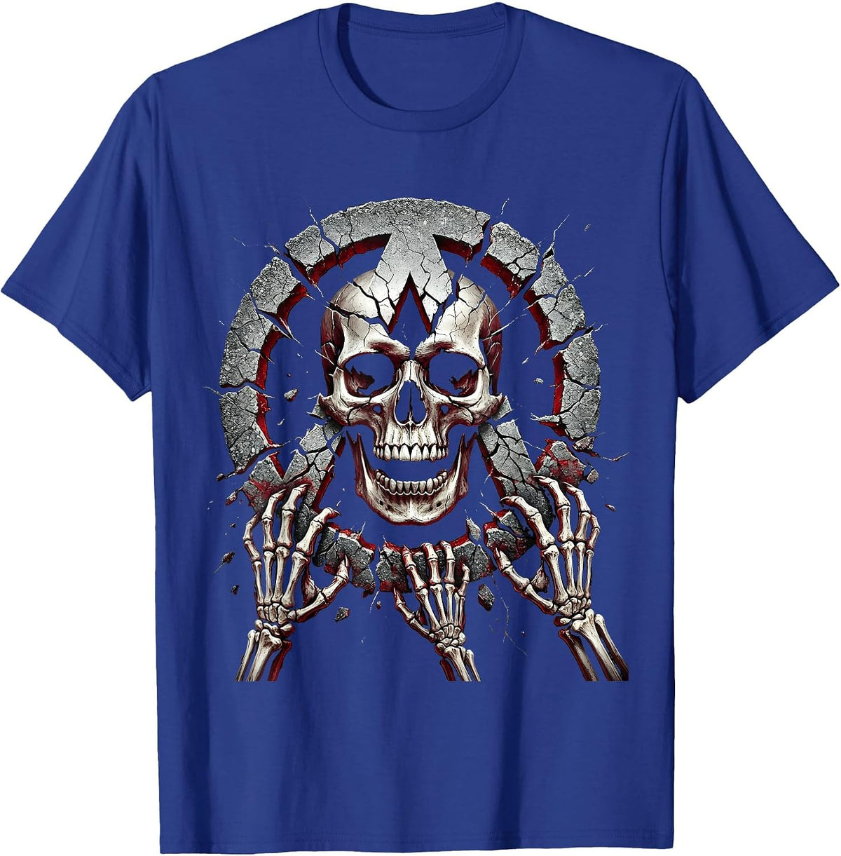 Anarchist Symbol Cracked Asphalt Punk Rock Graphic T-Shirt - Royal Blue