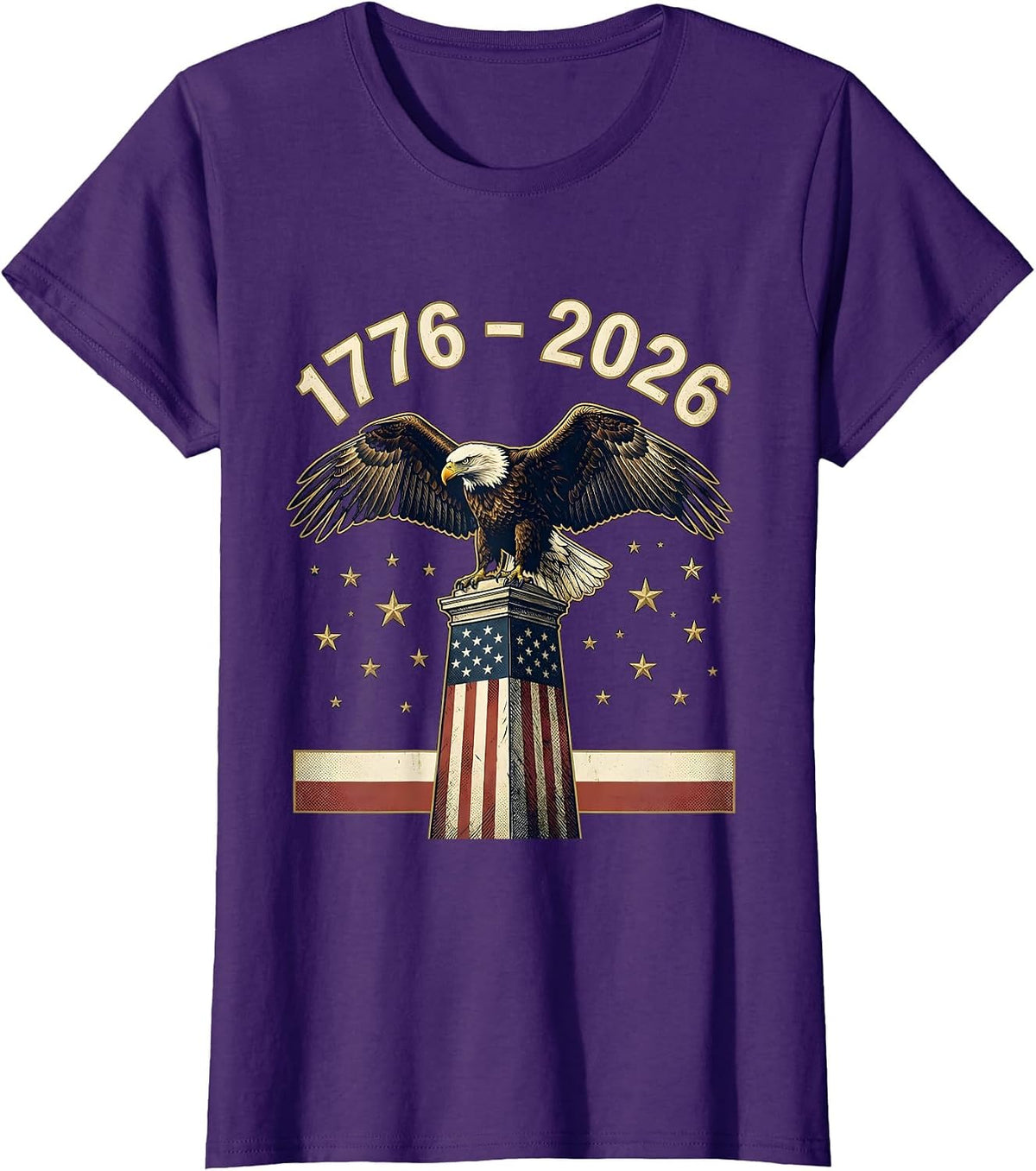 Women's 1776 – 2026 Vintage Patriotic Eagle Flag 250th Anniversary T-Shirt - Purple