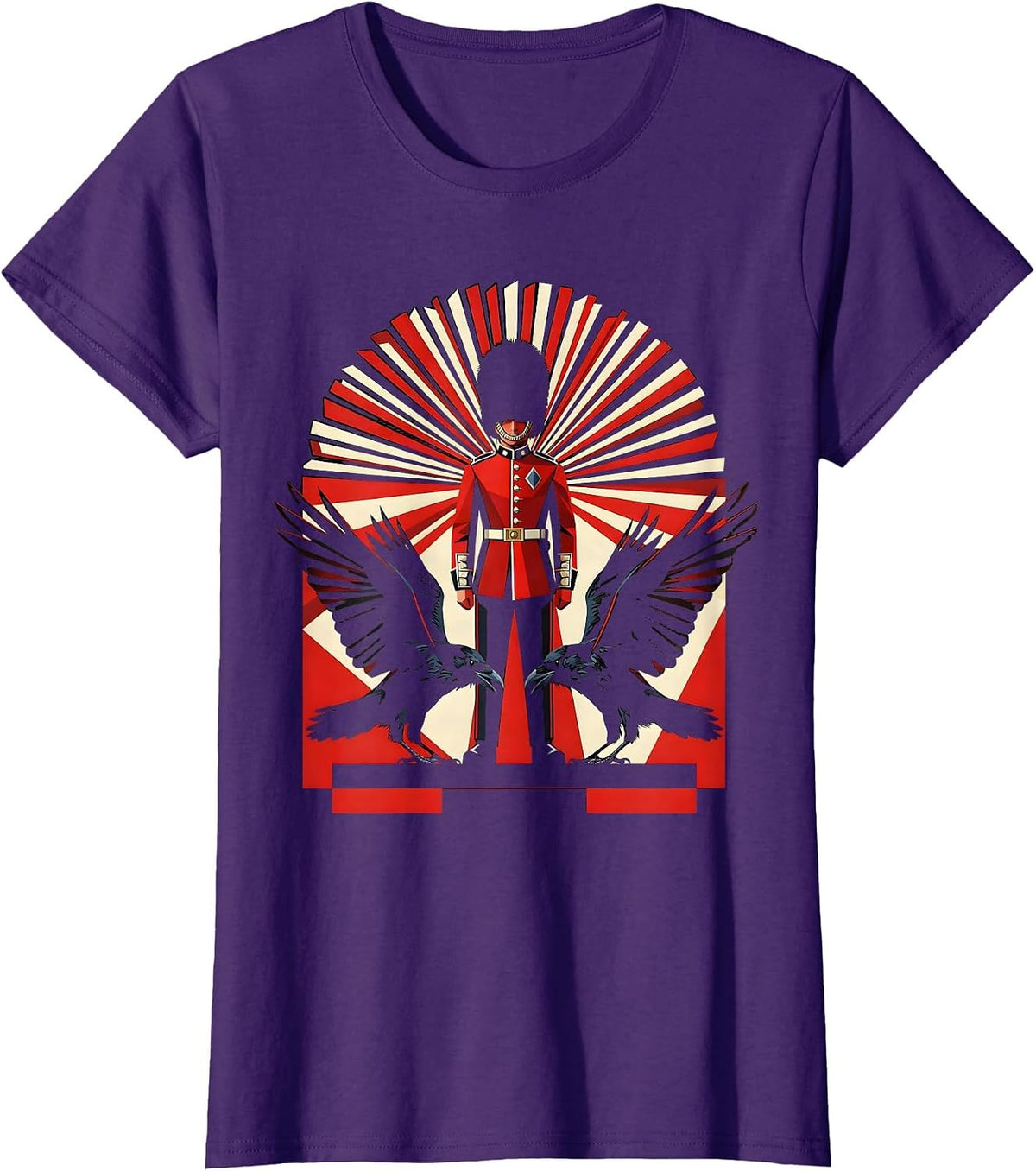 Women's Beefeater Guard and Ravens British Pride Design T-Shirt - Purple