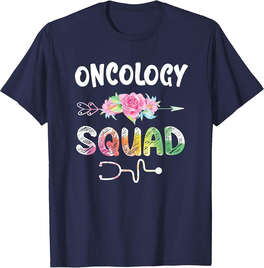 Oncology Nurse Squad Shirt Oncology Matching Nurse T-Shirt - Navy Blue