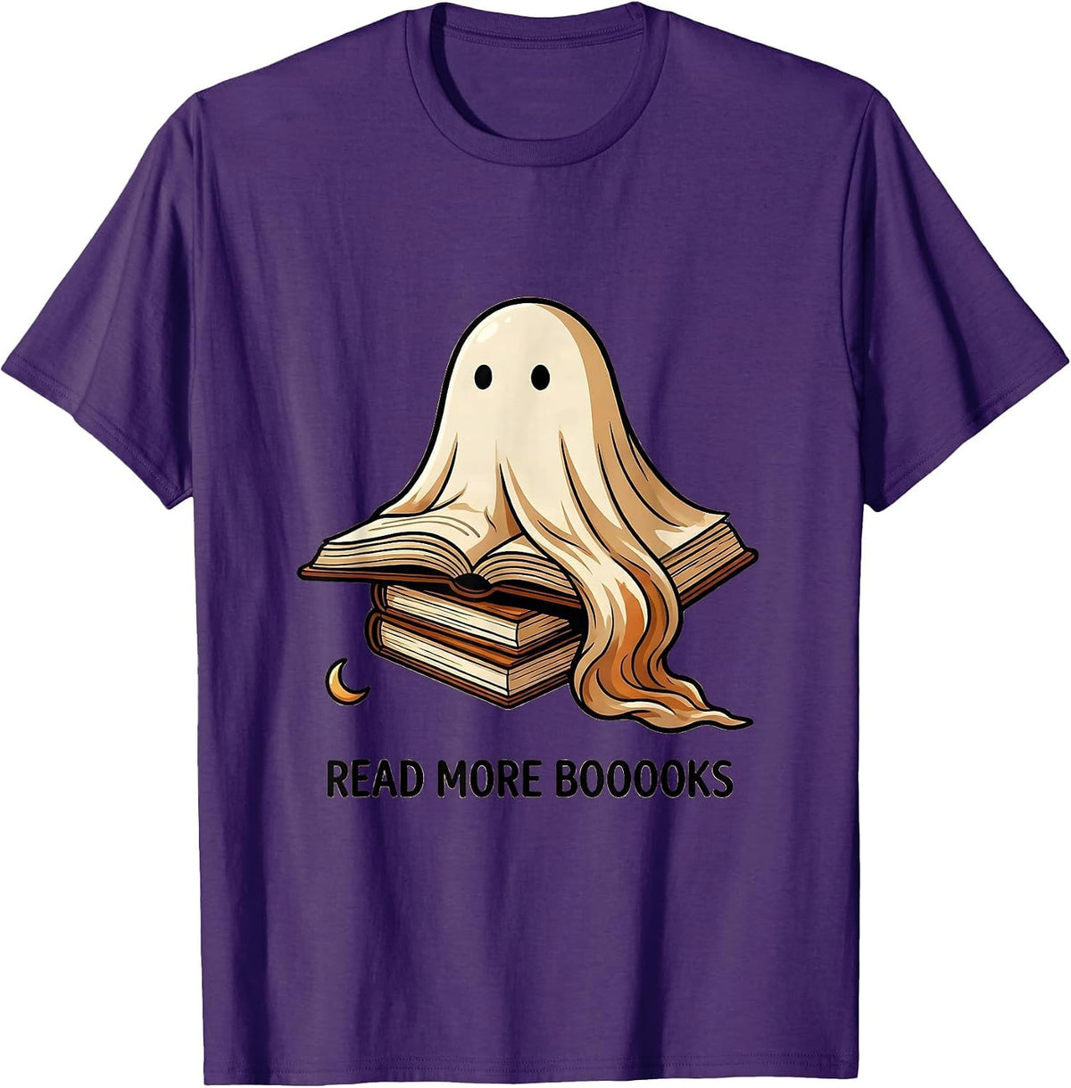 Read More Booooks Whimsical Halloween Ghost Book Lover T-Shirt - Purple