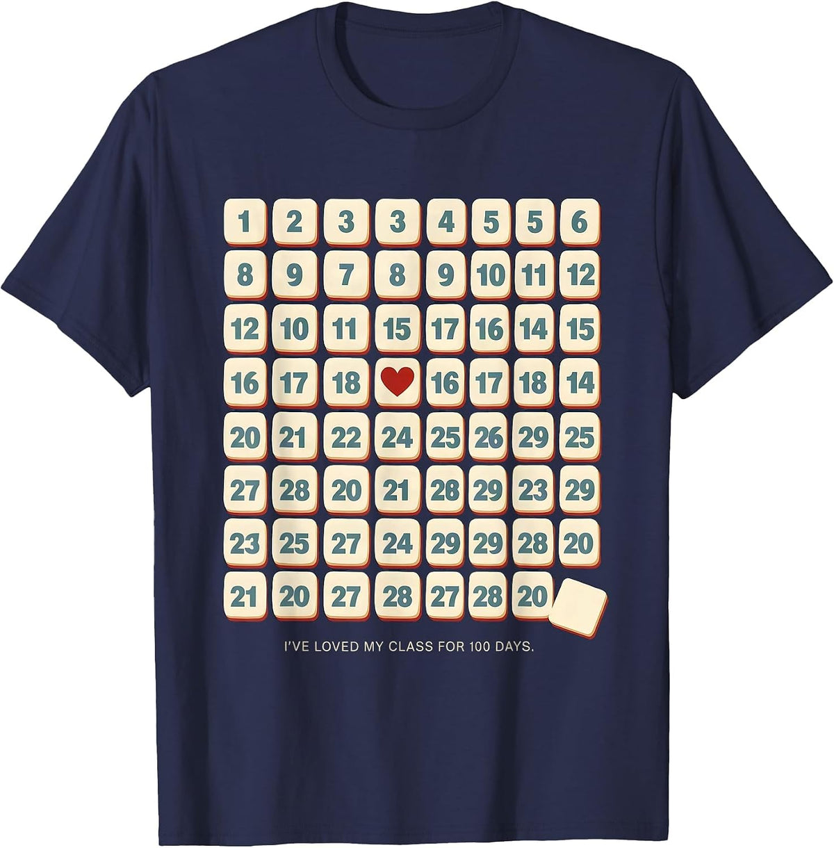 I've Loved My Class For 100 Days Teacher Appreciation T-Shirt - Navy Blue