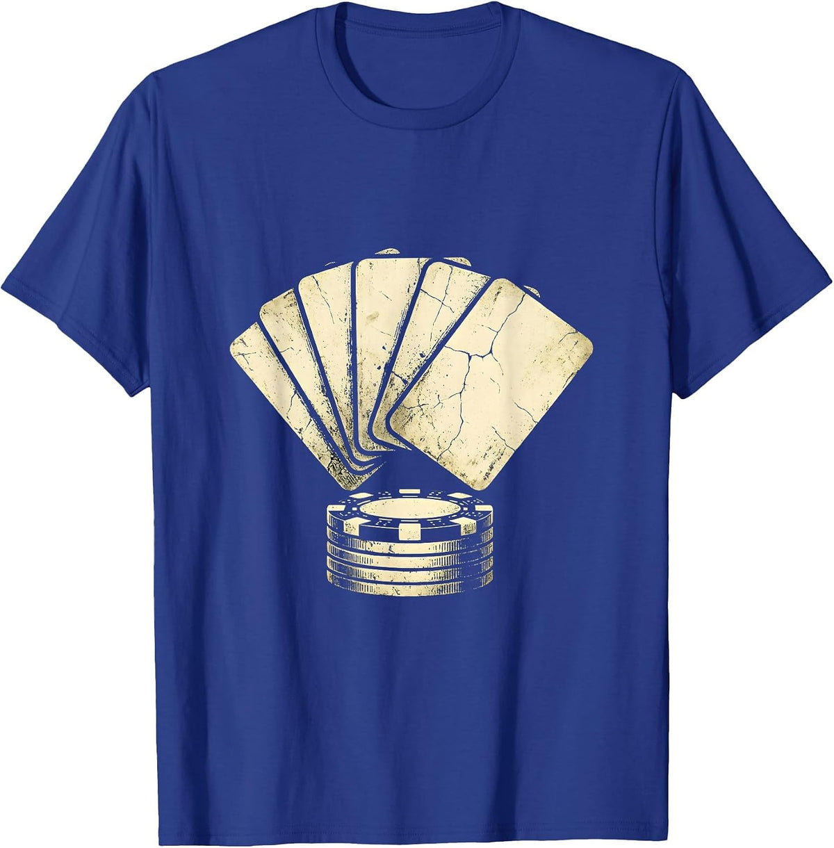 Western Poker Hand and Chips Graphic Tee T-Shirt - Royal Blue