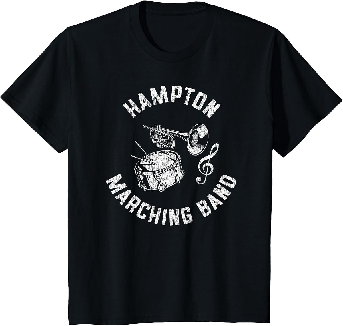 Hampton Marching Band Vintage Classic Music Distressed T-Shirt - Black