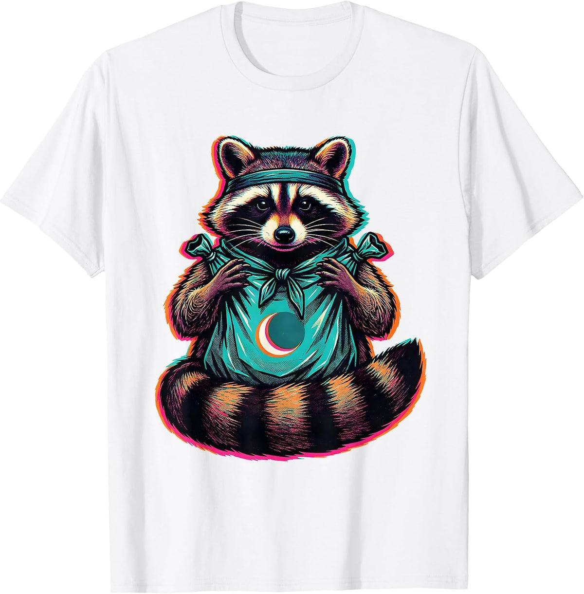Men's Trash Panda Raccoon Risograph Meme Humor T-Shirt - White