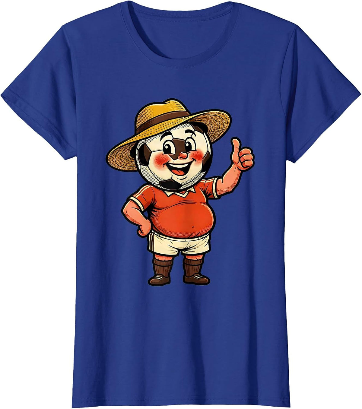 Women's Soccer Dad Sunburned Wide Brim Hat Illustration T-Shirt - Royal Blue