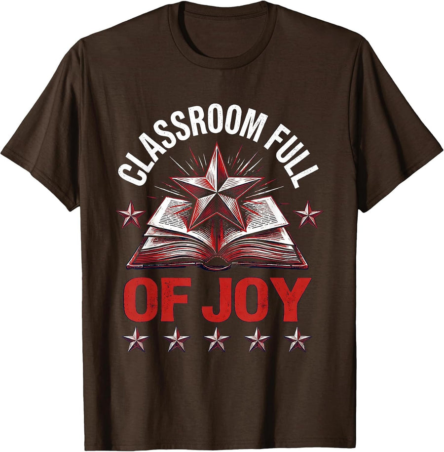 Classroom Full of Joy Pre-K Teacher Design T-Shirt - Brown