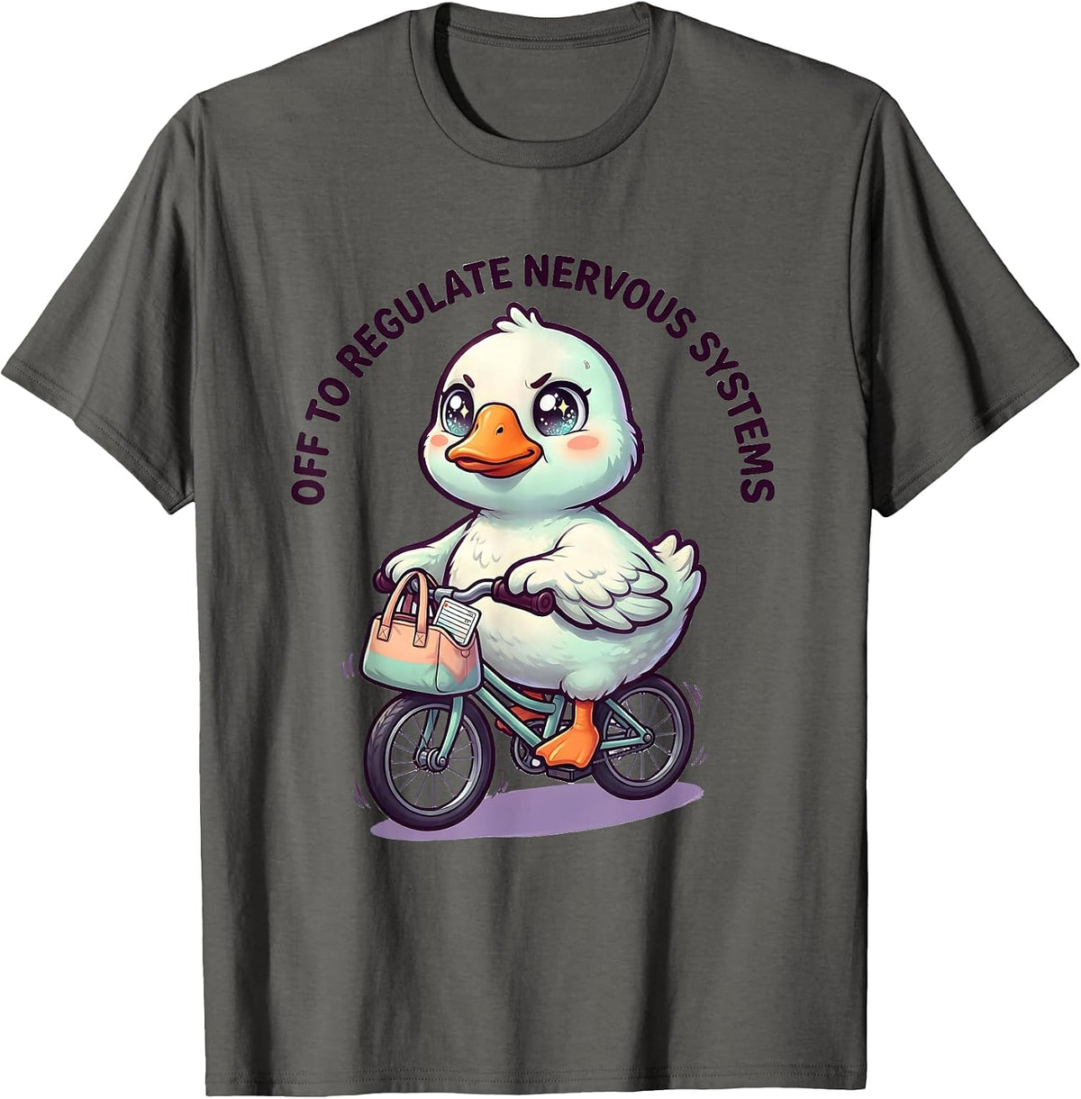 Men's Off To Regulate Nervous Systems Cute Kawaii Funny Mental T-Shirt - Asphalt Grey