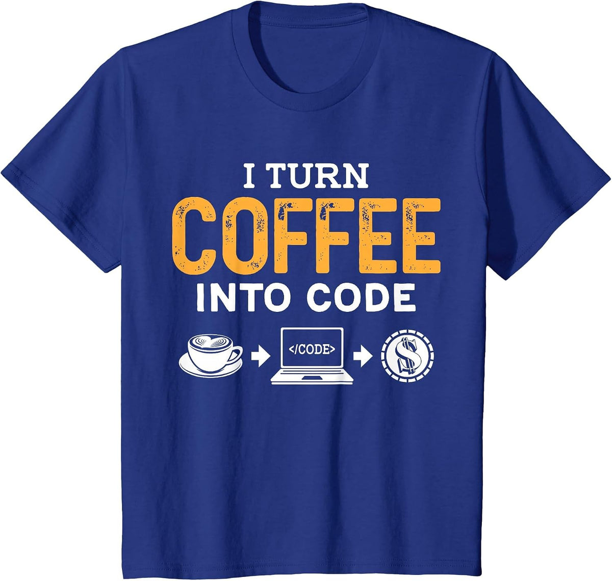 i Turn Coffee into Code Powered by Java and Logic Men Women T-Shirt - Royal Blue