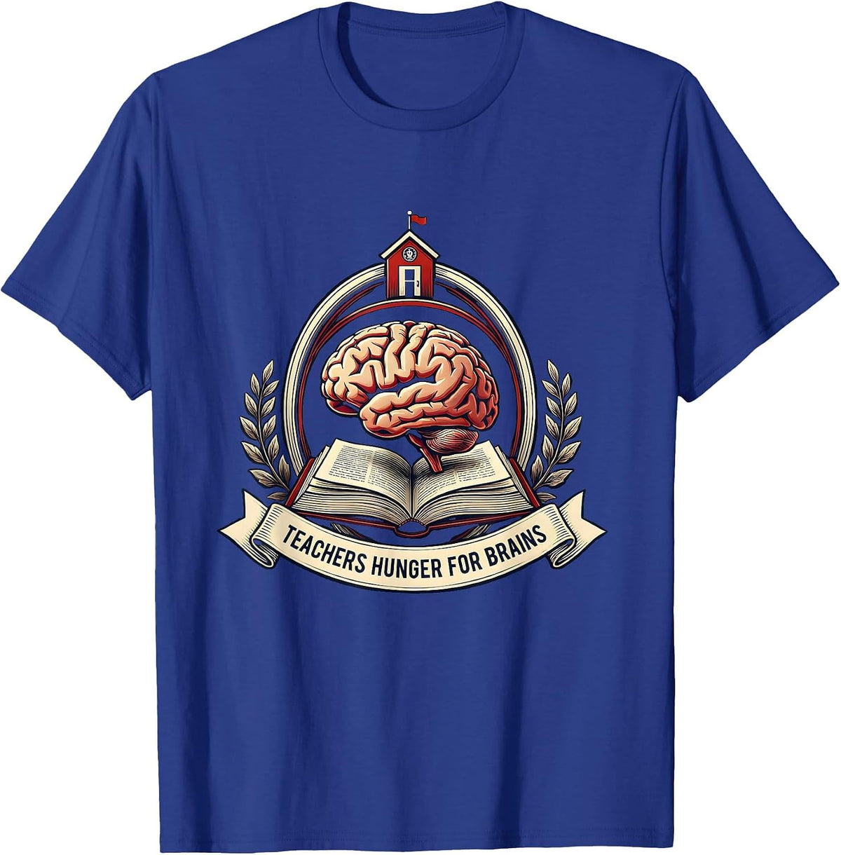 Men's Teachers Hunger For Brains Funny Zombie Teacher Halloween T-Shirt - Royal Blue