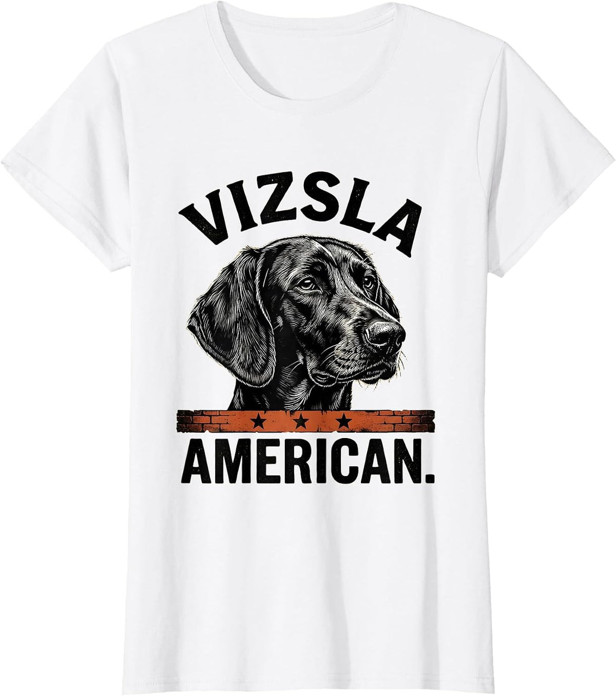 Vizsla American Patriotic Dog Breed Dad Pride Vintage T-Shirt - White