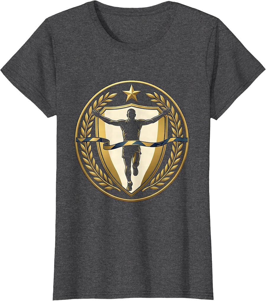Women's Marathon Finish Line Runner Graphic Tee T-Shirt - Dark Heather Grey