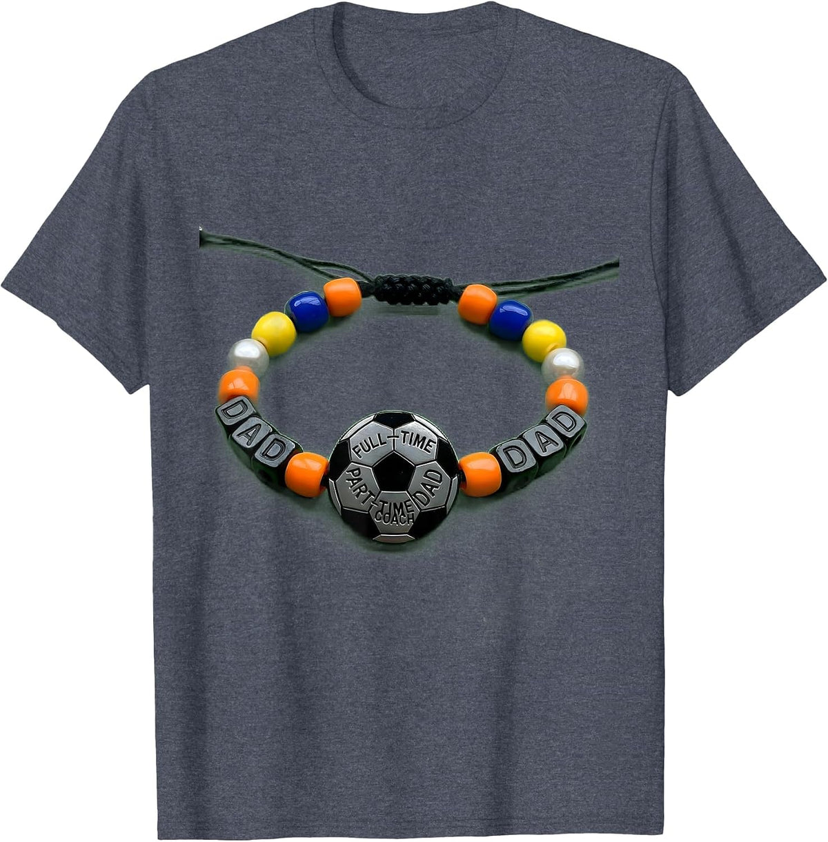 Full-Time Dad Part-Time Coach Soccer Dad Design T-Shirt - Heather Blue