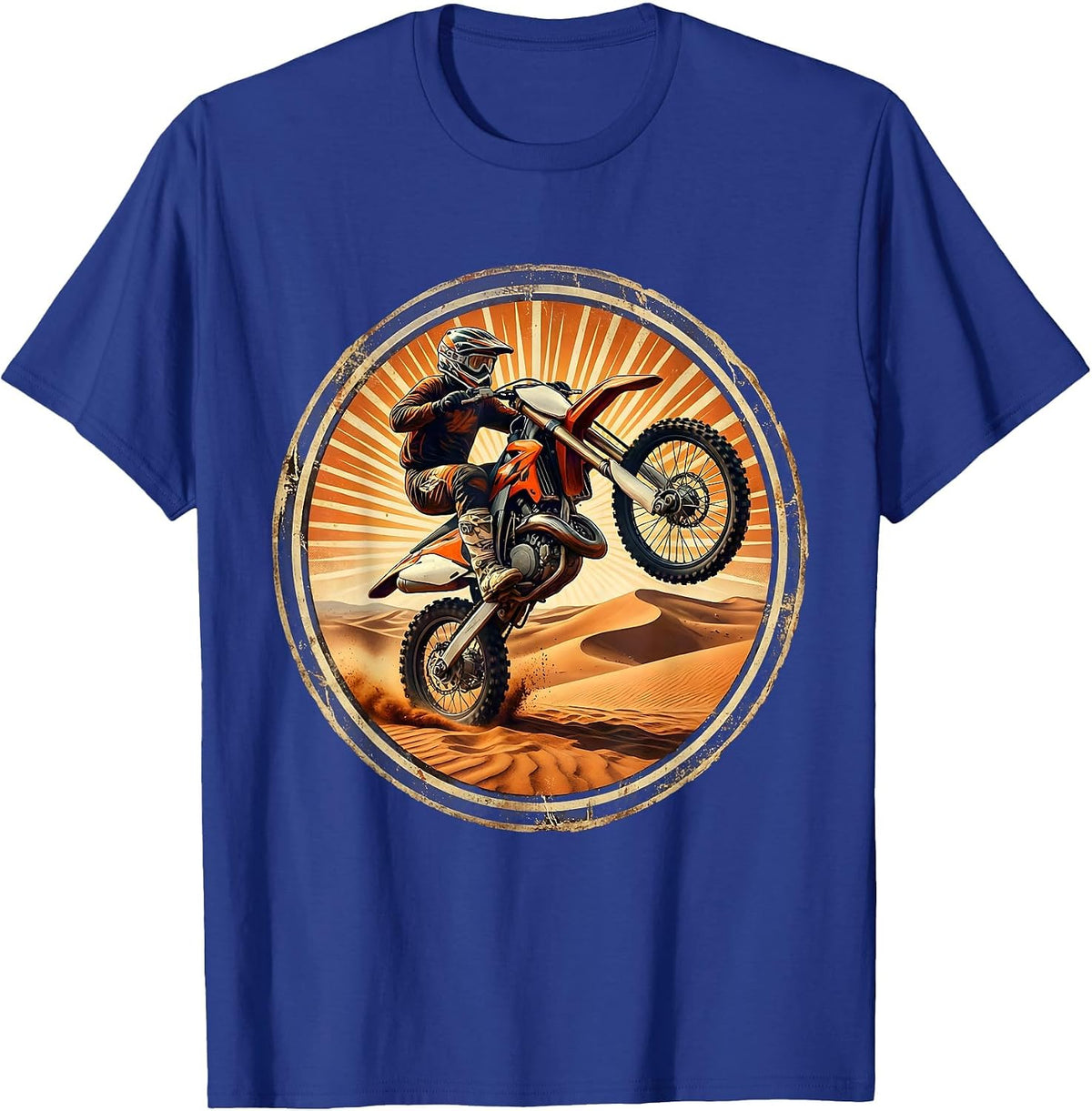 Vintage 1985 Dirt Bike Desert Dune Launch T-Shirt - Royal Blue