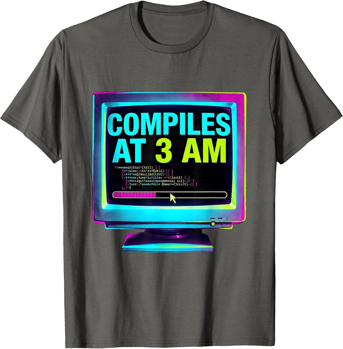 Compiles At 3 AM Funny Programmer Developer Nerd T-Shirt - Asphalt Grey