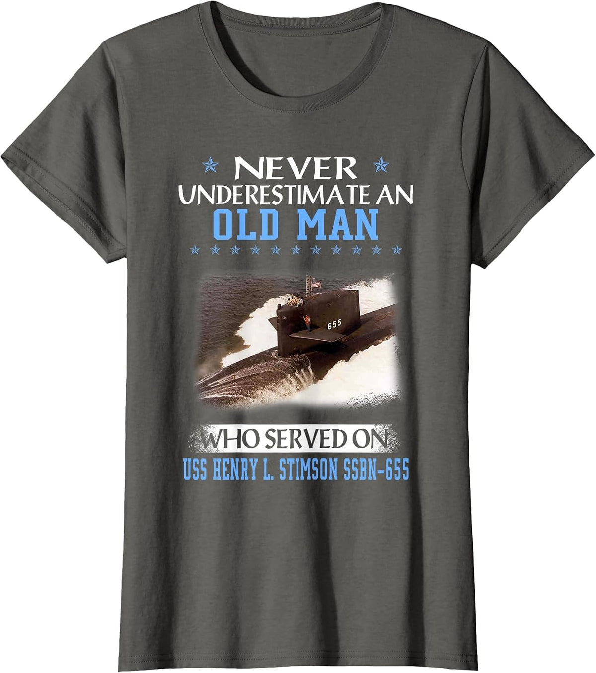USS Henry L. Stimson SSBN-655 Submarine Veterans Father Day T-Shirt - Asphalt Grey